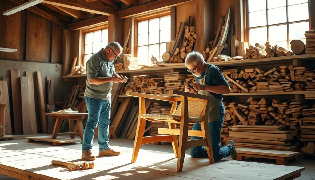 Artisan Crafting Wooden Furniture